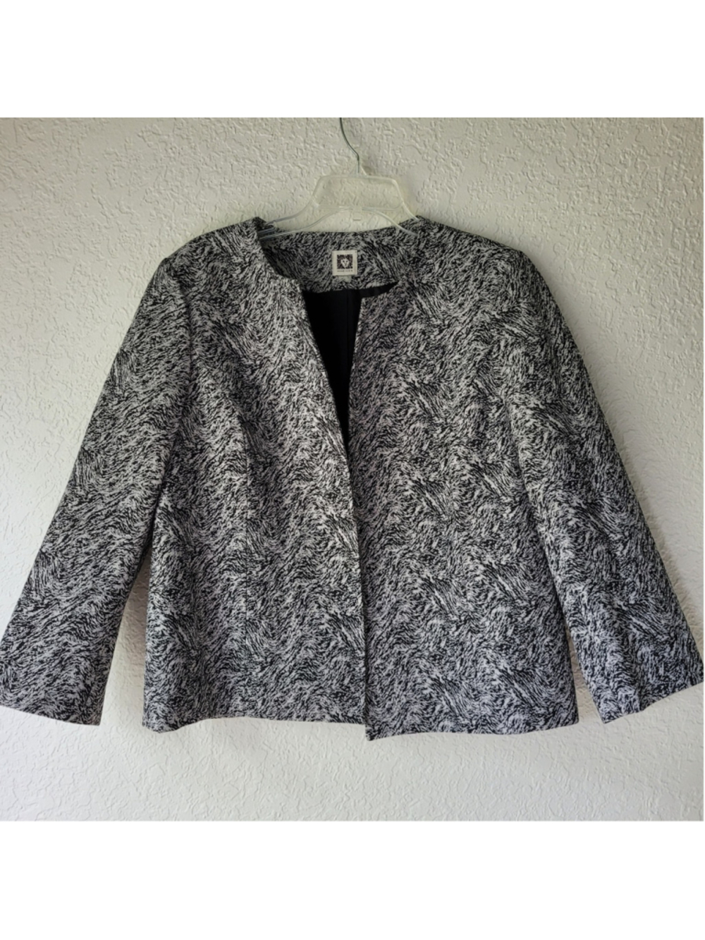 Women's Anne Klein Business Blazer Jacket Black/Lily White Large open no closure